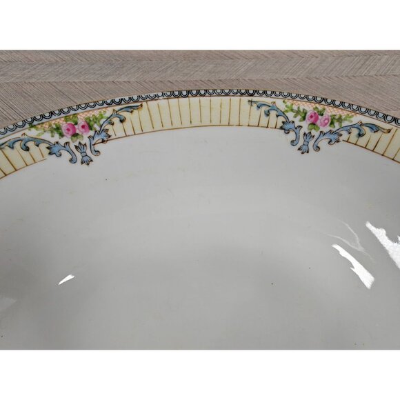 Noritake Japan Handled Oval Serving Bowl With Floral Design & Gold Trim - Picture 8 of 9